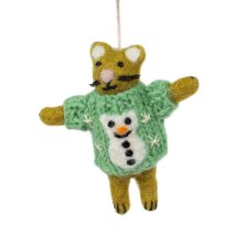 A WORLD OF CRAFT HÄNGE CAT WITH SNOWMAN SWEATER TOVAD ULL