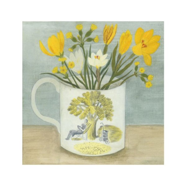 KORT MED KUVERT VÅRBLOMMOR RAVILIOUS CUP AND SPRING FLOWERS
