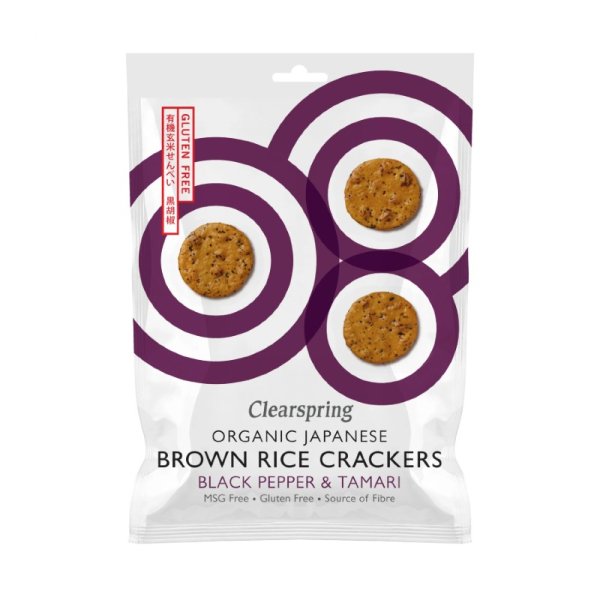CLEARSPRING BROWN RICE CRACKERS BLACK PEPPER