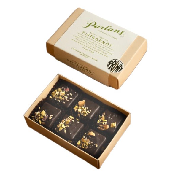 PÄRLANS KOLA I CHOKLAD PISTAGENÖT ASK
